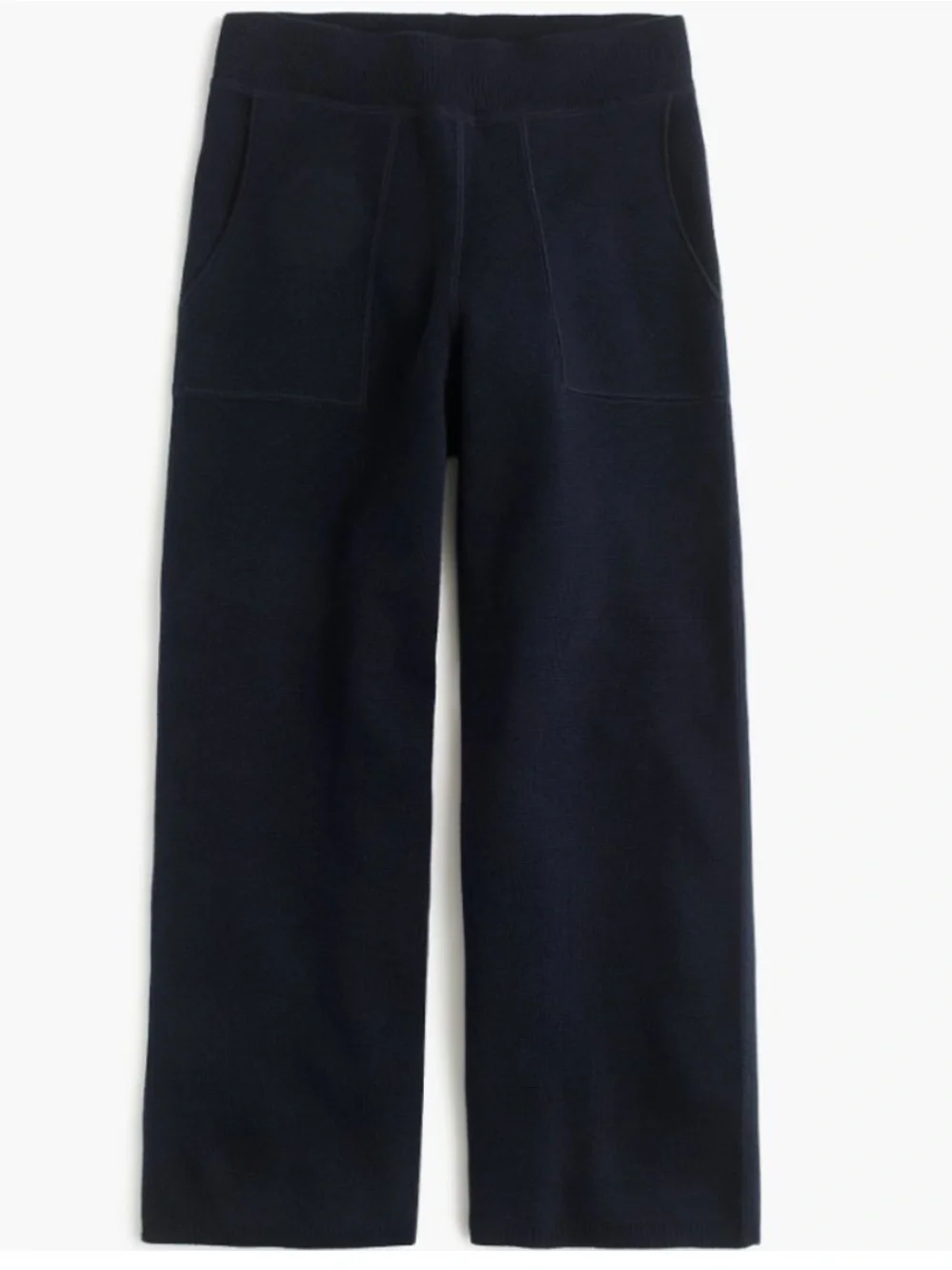 J Crew Collection Black Wool Cotton Cropped Wide Leg Pull On Knit Pants Medium